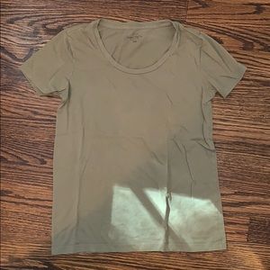 J. Crew Olive Garment Dyed Scoop Neck Tee